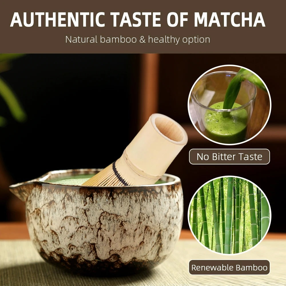 6-Piece Japanese Matcha Tea Set – Bamboo Whisk, Bowl & Tea-Making Tools